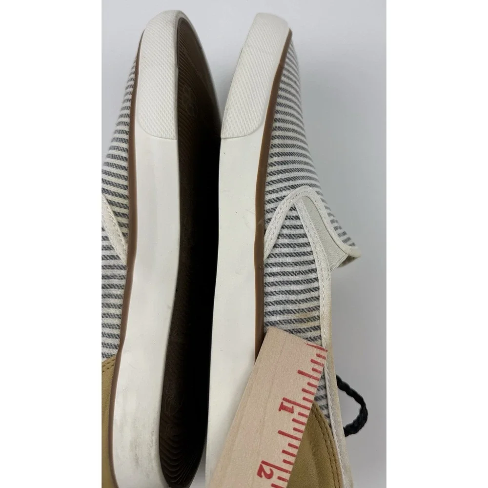 Tommy Bahama Slip On Sneakers Striped Canvas Tan Women's Size 8.5